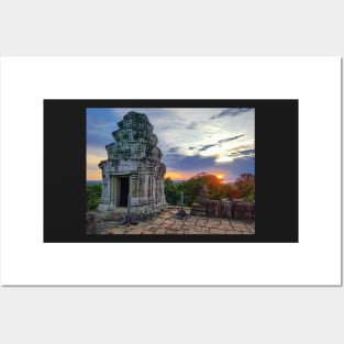 Temple Ruins at Sunset, Cambodia Posters and Art